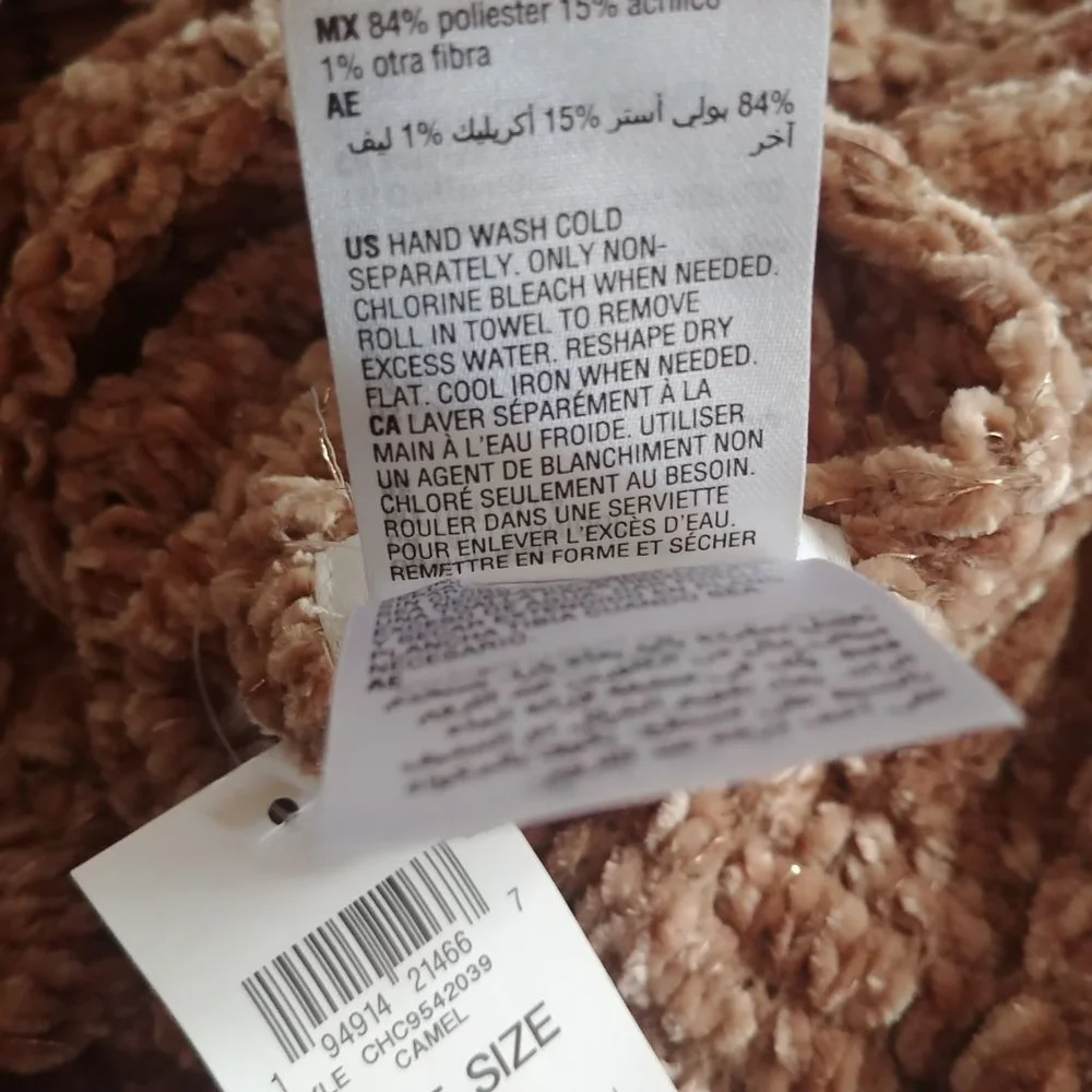 Charter Club Chenille Muffler Camel Scarf One Size, NWT